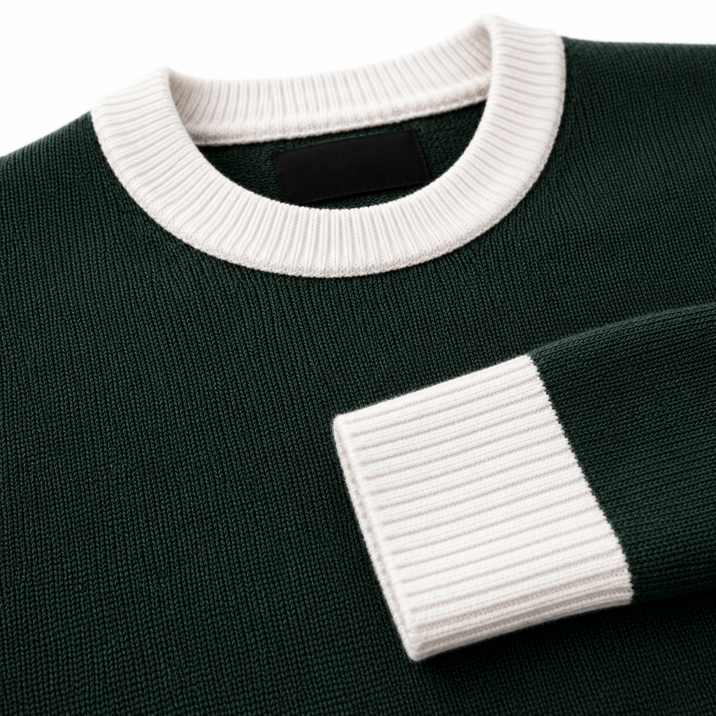 Forest Green Contrast Trim Sweater | Alkatran