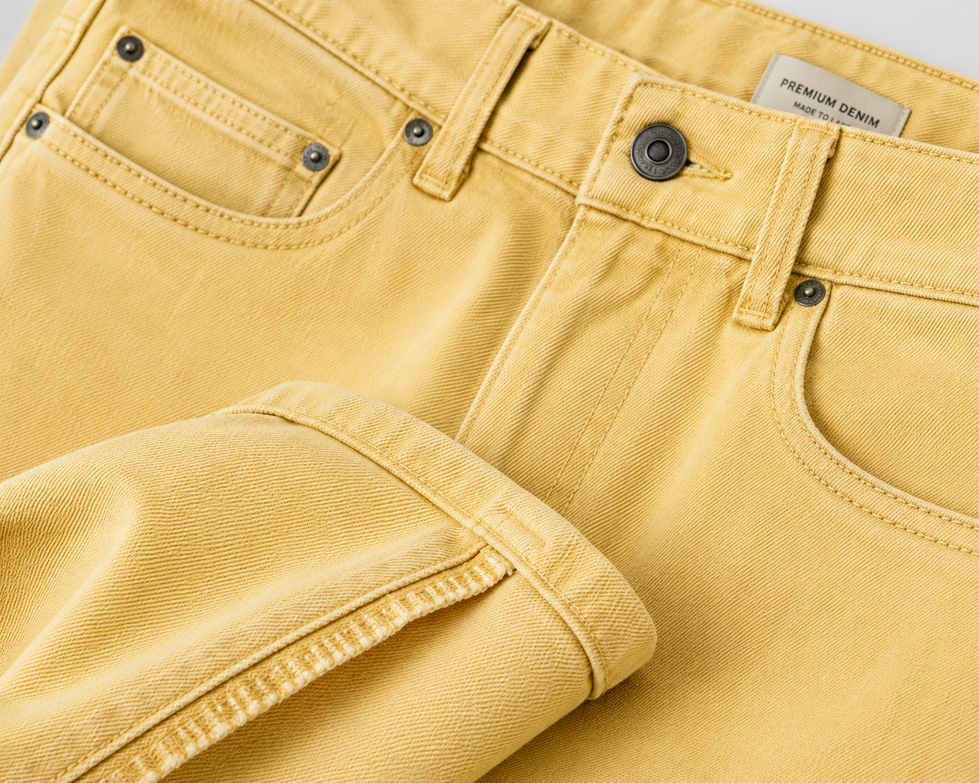 Pastel Yellow Premium Denim Jeans | Alkatran