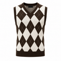 Heritage Argyle Knit Vest – Dark Brown & Ivory | Alkatran