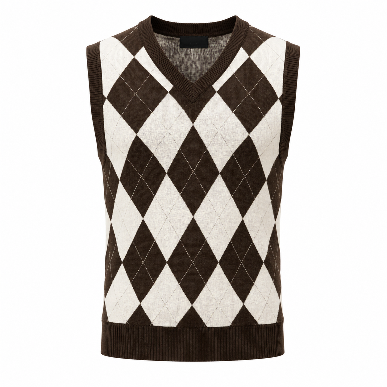 Heritage Argyle Knit Vest – Dark Brown & Ivory | Alkatran