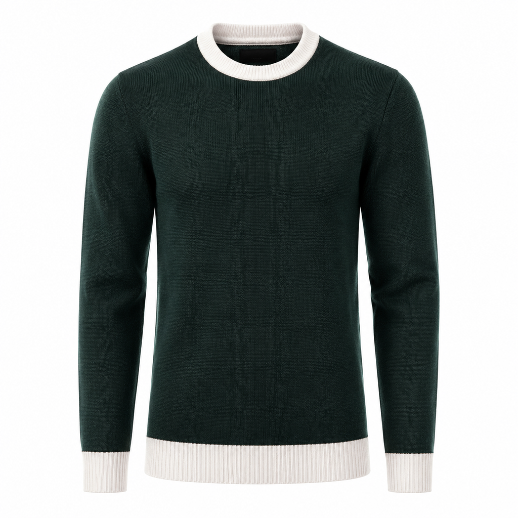 Forest Green Contrast Trim Sweater | Alkatran